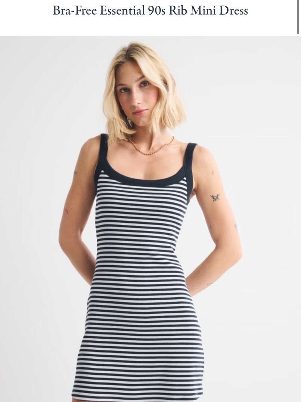 Striped Ribbed Scoop dress - Black & White